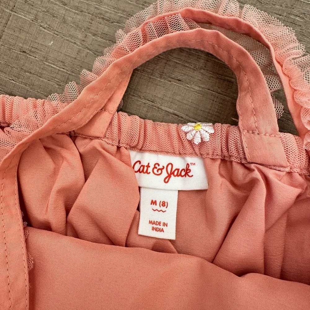 Cat & Jack Coral Dress with Floral Accent - Picture 4 of 5